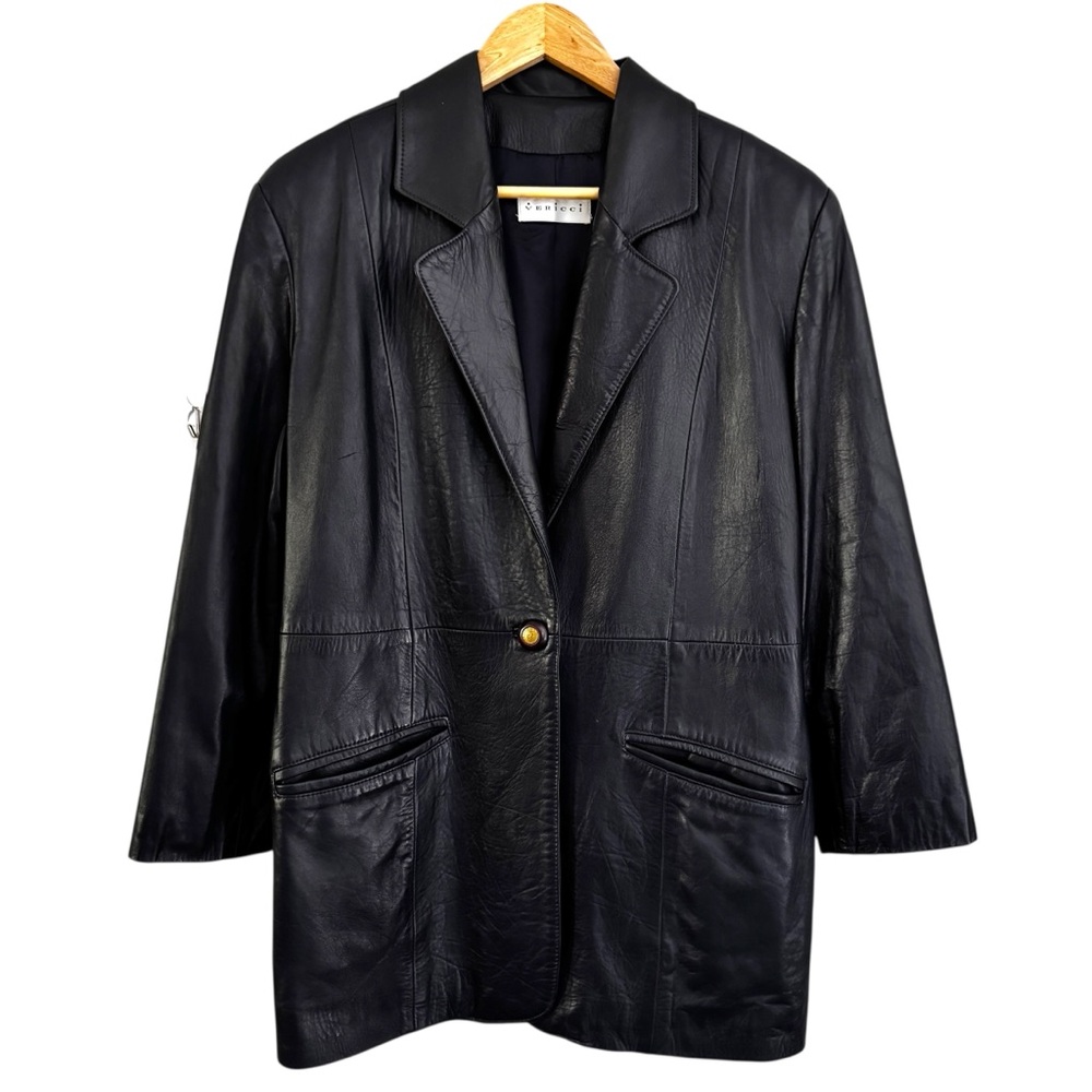 Vericci Black Purple Leather Jacket Size Large
